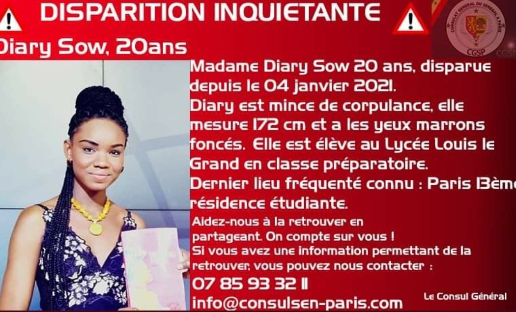 DemeAisha's tweet photo. #Paris #Disparition #RetrouvonsDiarySow
Chers amis,de Paris et environs,
Notre soeur #DiarySow étudiante en prépa à #LouisLeGrand à Paris (sacrée 2 fois meilleure élève du Sénégal) est toujours introuvable. L'inquietude est grande. 
Aidez-nous à la retrouver SVP  !!! 🙏🏿🙏🏿🙏🏿 https://t.co/0auilQGnNd