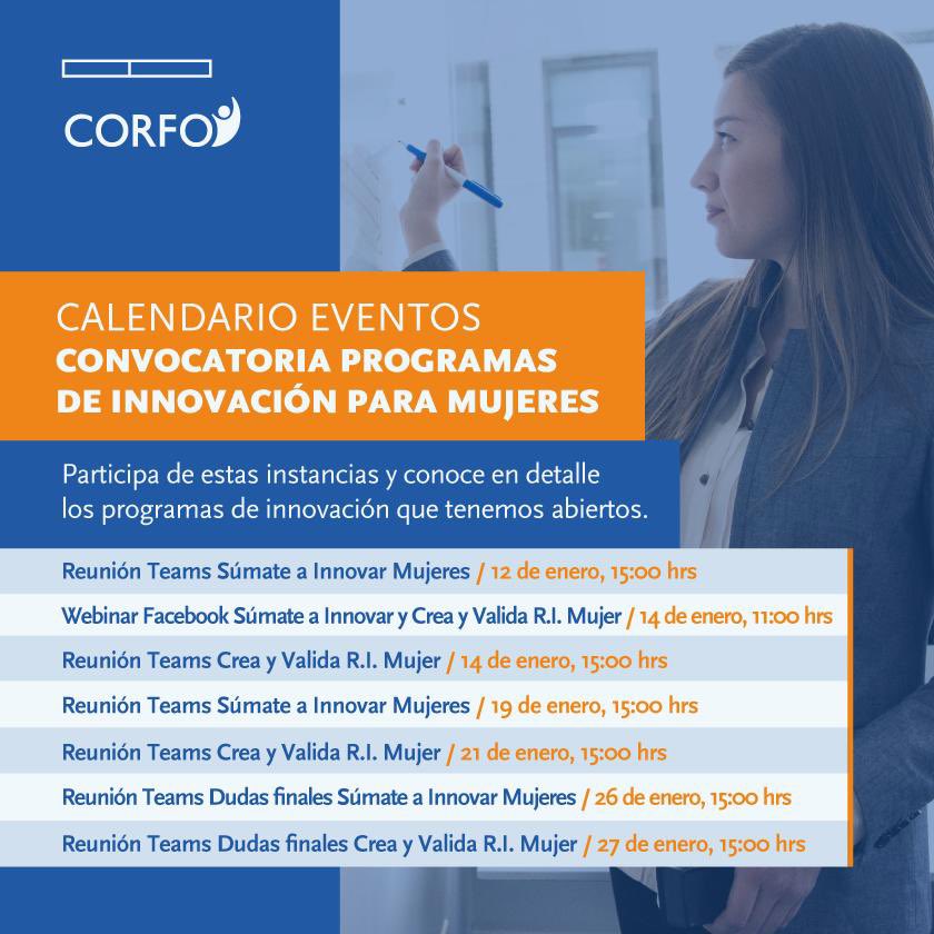👀💃 Partimos el año con todo el poder femenino en InnovaChile! 💪
Desde hoy 11/01 hasta el 02/02 abriremos programas de apoyo “súmate a innovar” y “crea y valida” exclusivamente para empresas lideradas por mujeres.
Más detalles? 👇