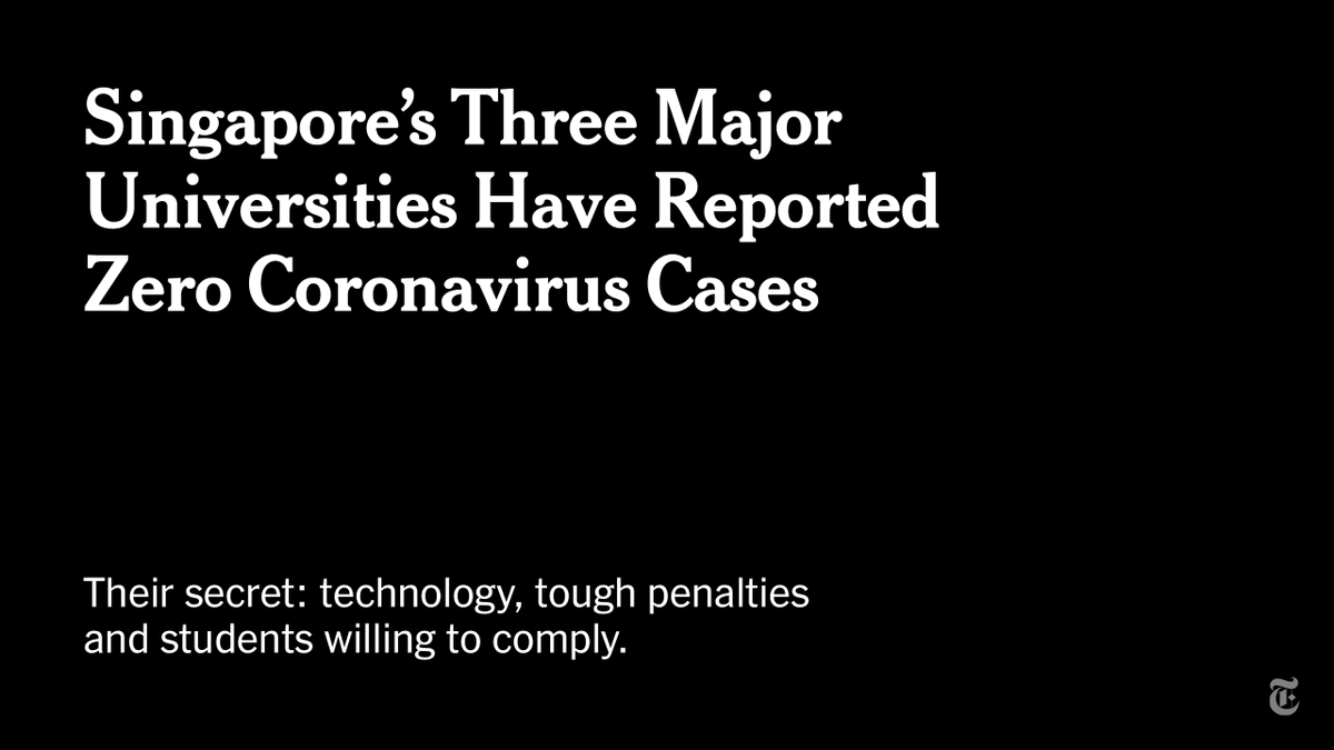 nytimes's tweet image. No coronavirus cases have been reported at any of Singapore’s three major universities since the pandemic began. Their experience and stringent measures stand in stark contrast to many campuses across the United States. trib.al/ET4qkNN