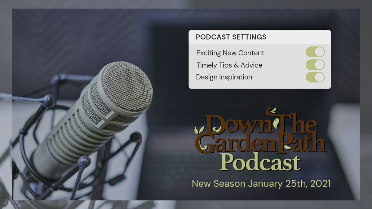 NatAffinity's tweet photo. We're getting ready to bring you an informative and inspiring new season of Down the Garden Path.  In the meantime, don't forget to check out past episodes on your favourute podcast provider.  See you soon!

#garden #gardening #gardeningpodcast #gardenradioshow #gardentips https://t.co/ctoes7c853