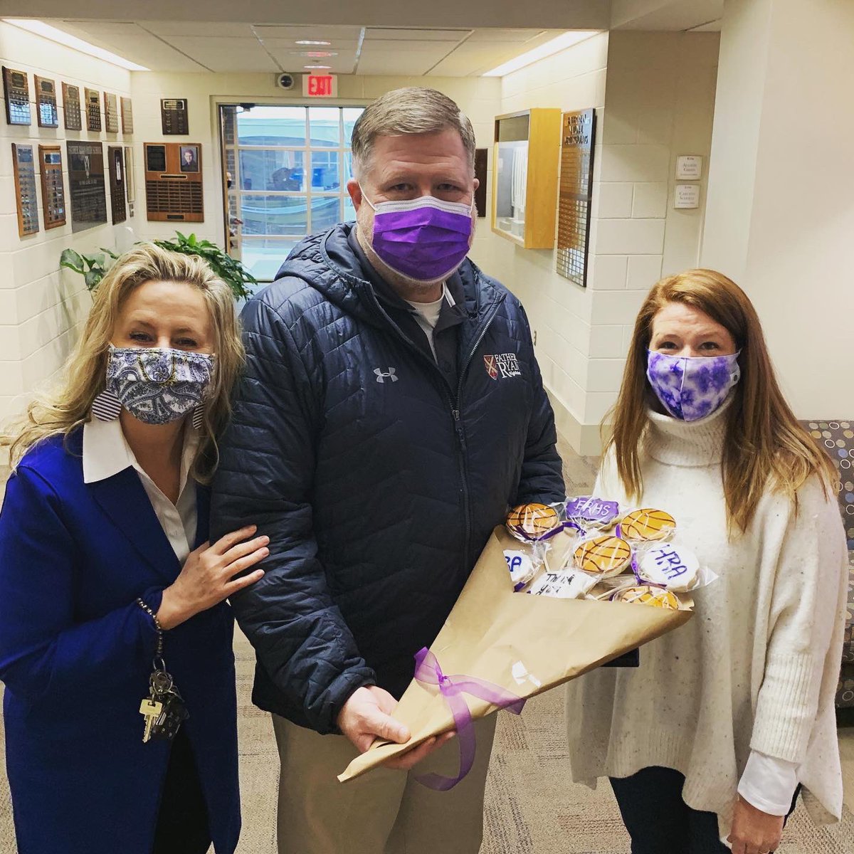 HRAvikings's tweet photo. HRA would like to give a HUGE shout out to @fatherryan  President Mr. McIntyre, Dean of Students Mr. Crumby and Director of Facilities Mr. Lovelace for providing HRA with a lift to quickly repair our broken basketball goal, which would have abruptly ended our basketball season! https://t.co/NYsHZ7qiA4