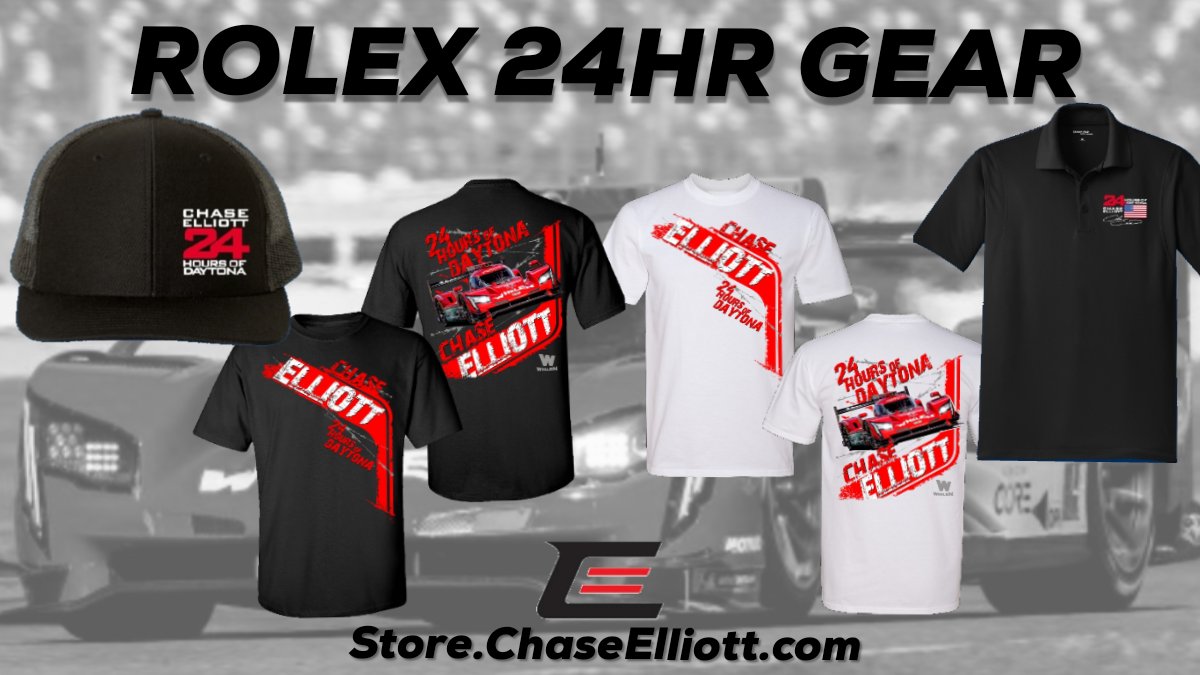 CElliottStore's tweet photo. Remember to get your orders in for the @Rolex24Hours race as pre-orders will be going offline shortly!
π§’πβ‘οΈhttps://t.co/UnEI8eqnAS
#di9 | #ChaseElliott | #ROAR | #24hrsofdaytona https://t.co/1eKowo7mva