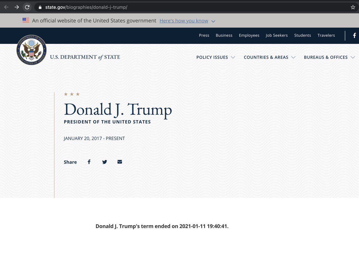 Страница Department of State США. Trump January 2021. Трамп в аккаунте Госдепа США. Https state gov