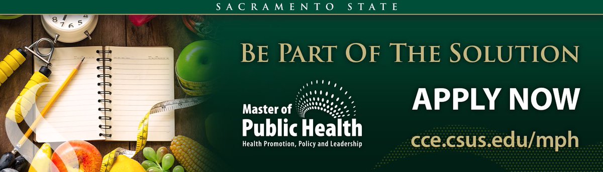 ProfDiaz's tweet photo. There has never been a better time to study public health.                        Master of Public Health at Sac State. Apply now at https://t.co/cCwcu1E7ry. Deadline for Fall 2021 start March 1st. No GRE required. https://t.co/fsWc5WOjLR
