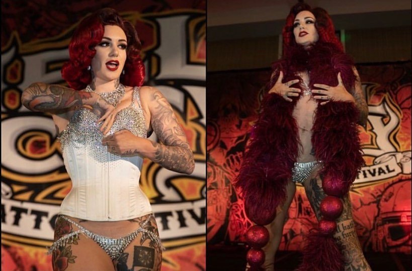 HellCity's tweet photo. @cervenafox performed her Burlesque Acts all 3 days @hell_city Phoenix 2019! 📷’s: @tmronin #hellcity #hellcity2019 #hellcitytattoofest #hell #festival #hellcitytattoofestival #artwork #tattoo #art #artist #tattooartist #hellcityatthebiltmore #tattoos #burlesque #cervenafox https://t.co/dbyJUvITfX