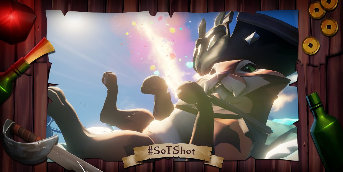 A cat is held up against a glorious backdrop of sun and fireworks. By @Nemesis2K