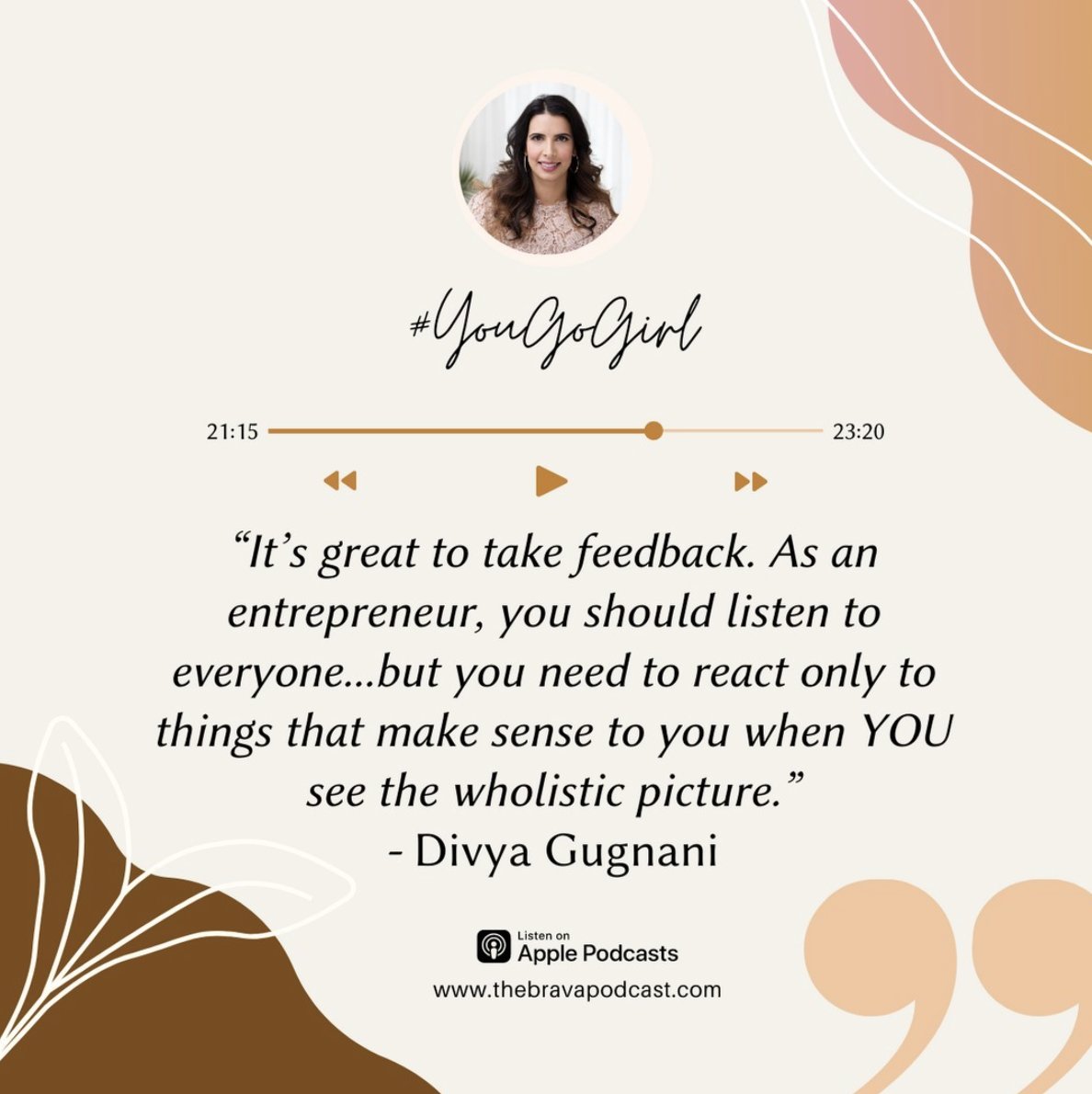 BravaPodcast's tweet photo. [✏️Note to self] Kick off your Monday with more inspiration from #BravaPodcast guest @dgugnani, CEO and Co-Founder of @wander_beauty! Listen now: https://t.co/tV4Th1Sjgb #YouGoGirl https://t.co/p8PoDVqFeH