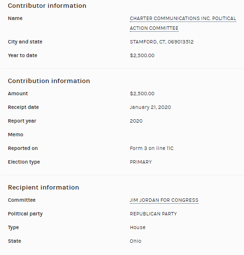 The PAC for Charter Communications gave $2,500 to  @Jim_Jordan this cycle. @CharterNewsroom did not respond to  @JuddLegum when he asked if they would cease donations to congressmembers who objected to the Electoral College certification. https://popular.info/p/three-major-corporations-say-they