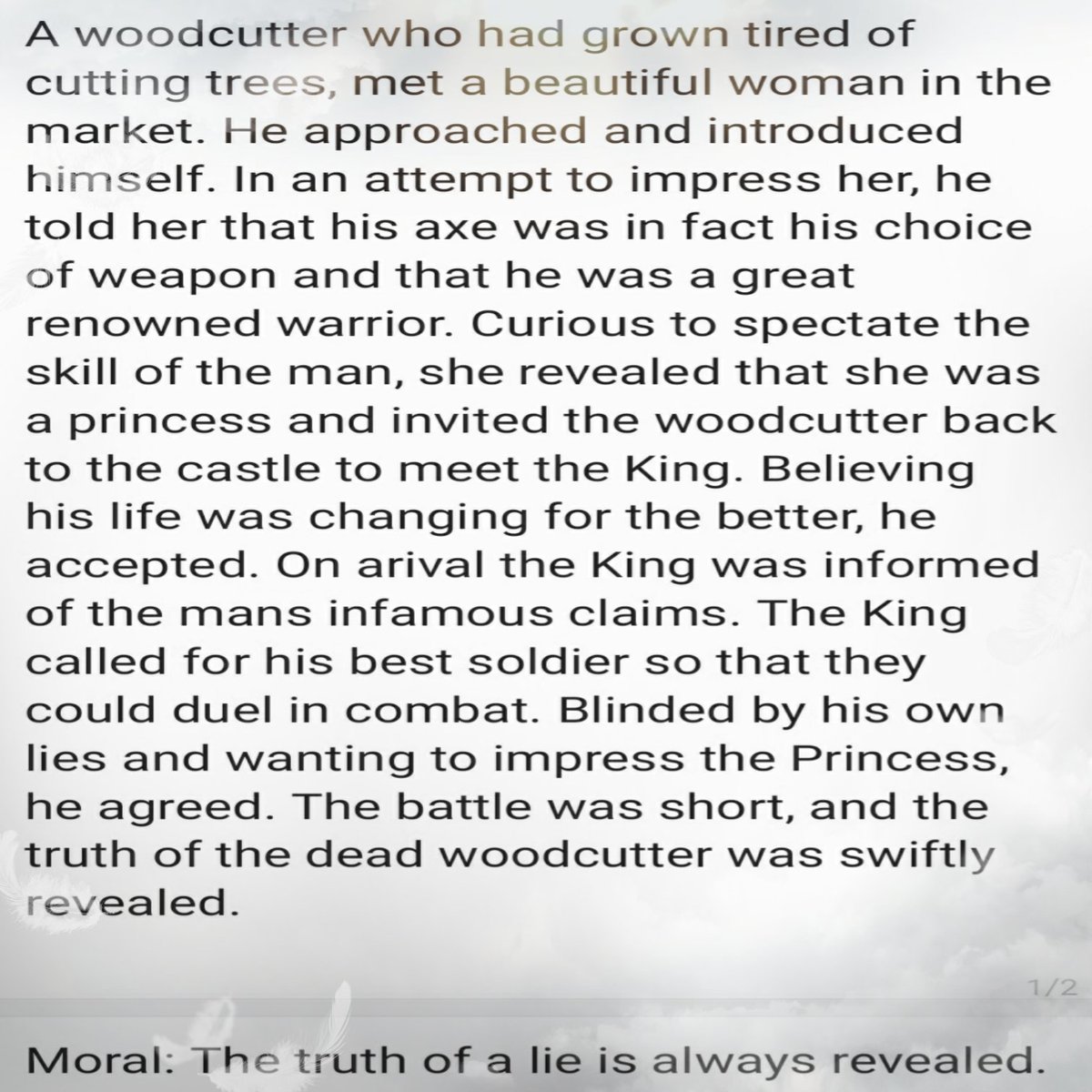 GroukZ's tweet photo. The Woodcutter's Lies

🙌- the truth of a lie is always revealed

#Motivation
#MotivationalQuotes #MotivationMonday #inspiration #InspirationalQuotes #shortstories #storytime #story #MondayVibes #mondaythoughts https://t.co/YcIA7vHxcl