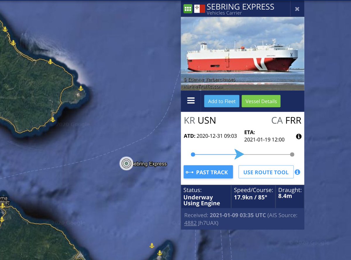 FMossotto's tweet photo. #SebringExpress is currently directed to Canada and is expected at Pier 80 by Jan 27
#4 ship in Q1
#104 ship since Jan 2019
$TSLA #Tesla #Model3 #TeslaCarriers
https://t.co/AIr2qLq95e https://t.co/CEVXNKLobt