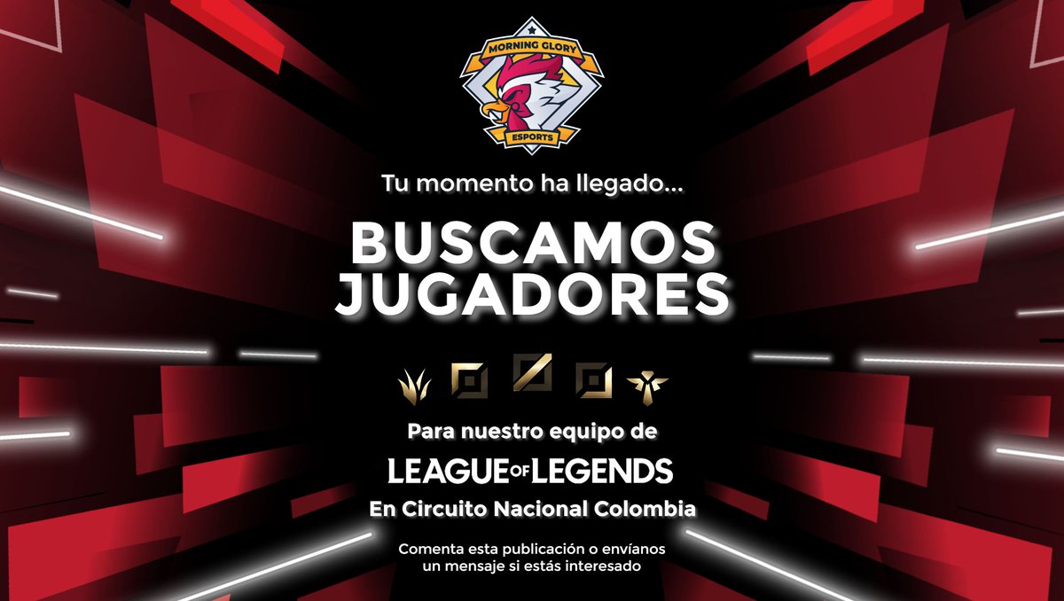 ¡LLEGÓ LA HORA INVOCADORES! Buscamos jugadores para nuestra escuadra de League of Legends y participar en distintos torneos. Busca más información en: instagram.com/p/CJ6vxopn399/
#MGYesports #tryouts #goldenxlvp #cncxlvp #circuitonacional #lvp #lvpcol #lolcolombia #leagueoflegends
