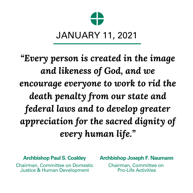 USCCB's tweet photo. .@ArchbishopOKC and Archbishop Joseph F. Naumann call for an end to executions and ask Congress to abolish the Federal Death Penalty. Full statement: https://t.co/Z71UEtSa1t https://t.co/8iitKUEAhX