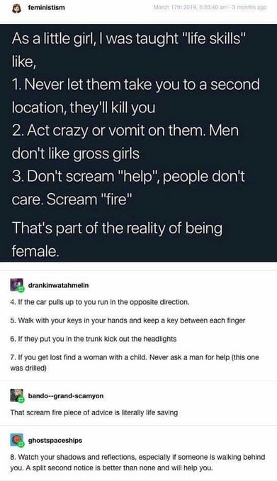 It&rsquo;s crazy how much this was drilled into me as a young girl &amp; cis men wonder why we have terrible anxiety