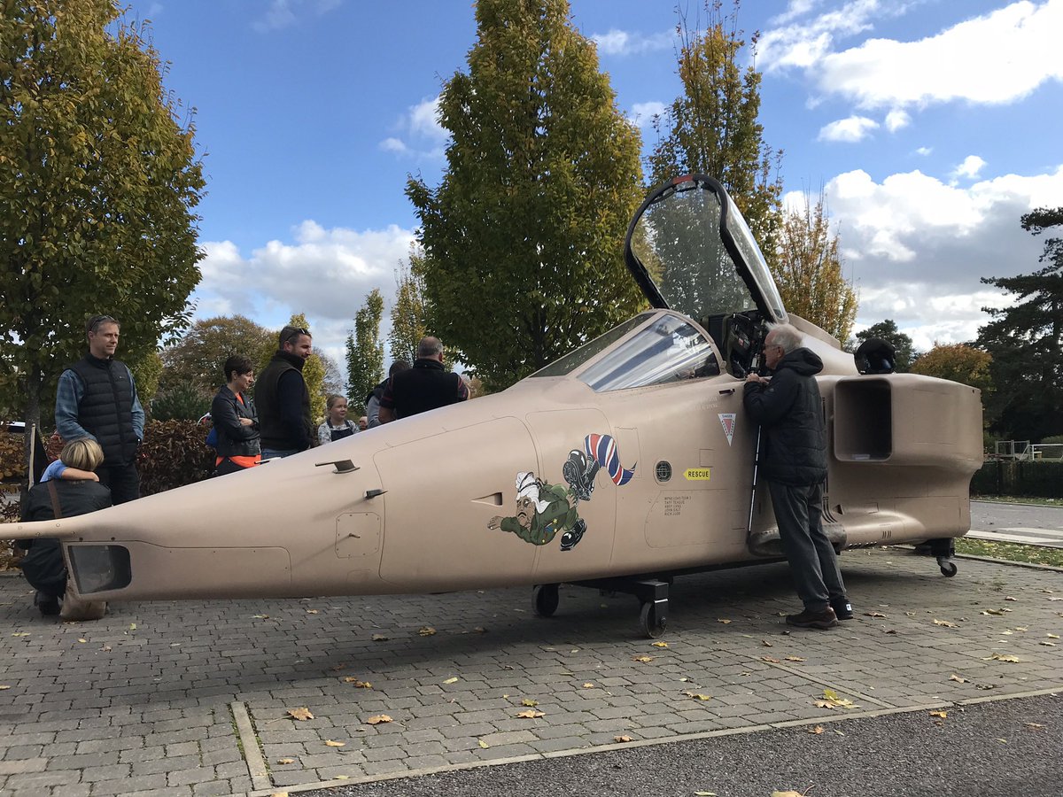 JetArtAviation's tweet photo. #DesertStorm30 The aircraft with the highest number of combat missions during the 1991 Gulf conflict; Jaguar XZ364 AKA “Sadman”. Now preserved as a forward fuselage &amp; used as a mobile exhibit for #stem &amp; #education purposes. Preserved as a tribute to the Jag Boys from Bahrain 🇬🇧 https://t.co/VKAZRa2u1d
