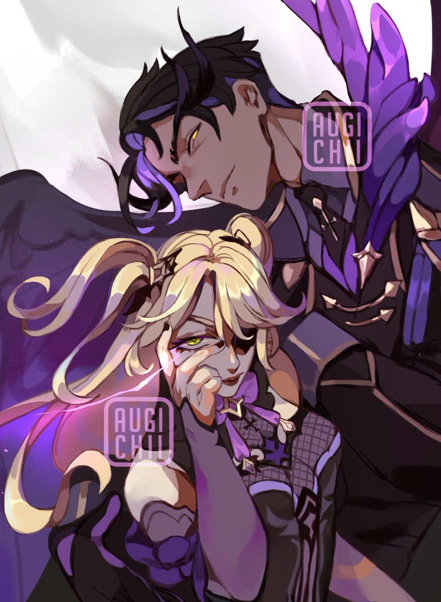 augichii's tweet image. Have this gijinka Oz and my daughter, who both carry me ⚡ #原神 #genshinimpactfanart #Fischl