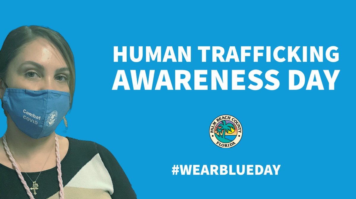 pbcgov's tweet photo. #PBCPublicAffairs rocking the blue mask in support of Human Trafficking Awareness Month!💙@PBCDVS
#WearBlueDay #WeWearBlueBecause #PBCVS
#PBCHTTaskForce #PBSO #humantraffickingawareness #MaskOnPBC https://t.co/xWE3BywJpO