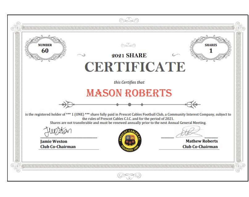 Matt_Roberts18's tweet photo. So what better way to show Mason how special he is to us than buying him a share in @PrescotCablesFC. He’s 2 weeks old and a share holder in a Non-League footy club. This kid is going places 🤣👍🏻💛

Following in his Mummy &amp; Daddy’s footsteps 🤣

#CablesFamily  #nonleague https://t.co/HxReylOQFR