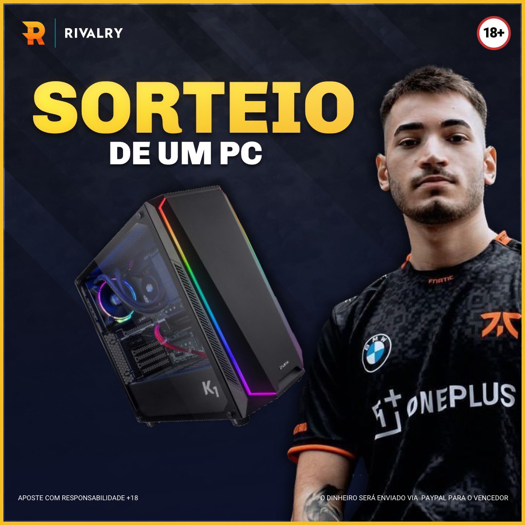 Galera! Estou sorteando um PC gamer em parceira com a <a href="/Rivalrylolbr/">Rivalry LoL</a> !
Para participar:
✅ Siga <a href="/Rivalrylolbr/">Rivalry LoL</a>
✅ Siga <a href="/Jovirone1/">Jovi</a>
✅ Siga instagram.com/rivalrylolbr
✅ Retweetar e curtir
O vencedor será anunciado no <a href="/Rivalrylolbr/">Rivalry LoL</a> no dia 25 de janeiro.
Boa sorte pessoal 👊