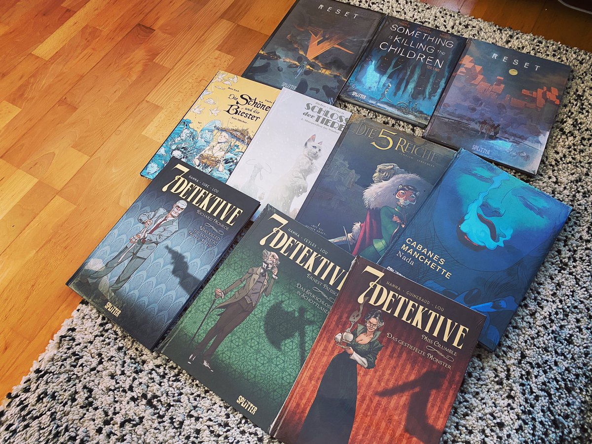 Vincisblog's tweet photo. Splitter-Lieferung 5/5
- #Reset 1 & 2
- #SomethingIsKillingTheChildren 1
- #DieSchöneUndDieBiester
- #SchlossDerTiere 2
- #5Reiche 1
- #Nada
- #7Detektive 1-3
@splitterverlag #comic #comics #comicalbum #album #alben #lesen #JamesTynionIV #Crime #CrimeNoir #Noir #scifi https://t.co/vYds6NCTKB
