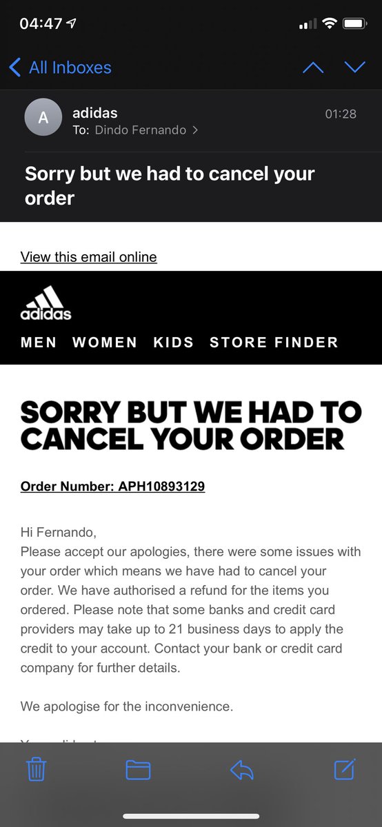 my adidas order