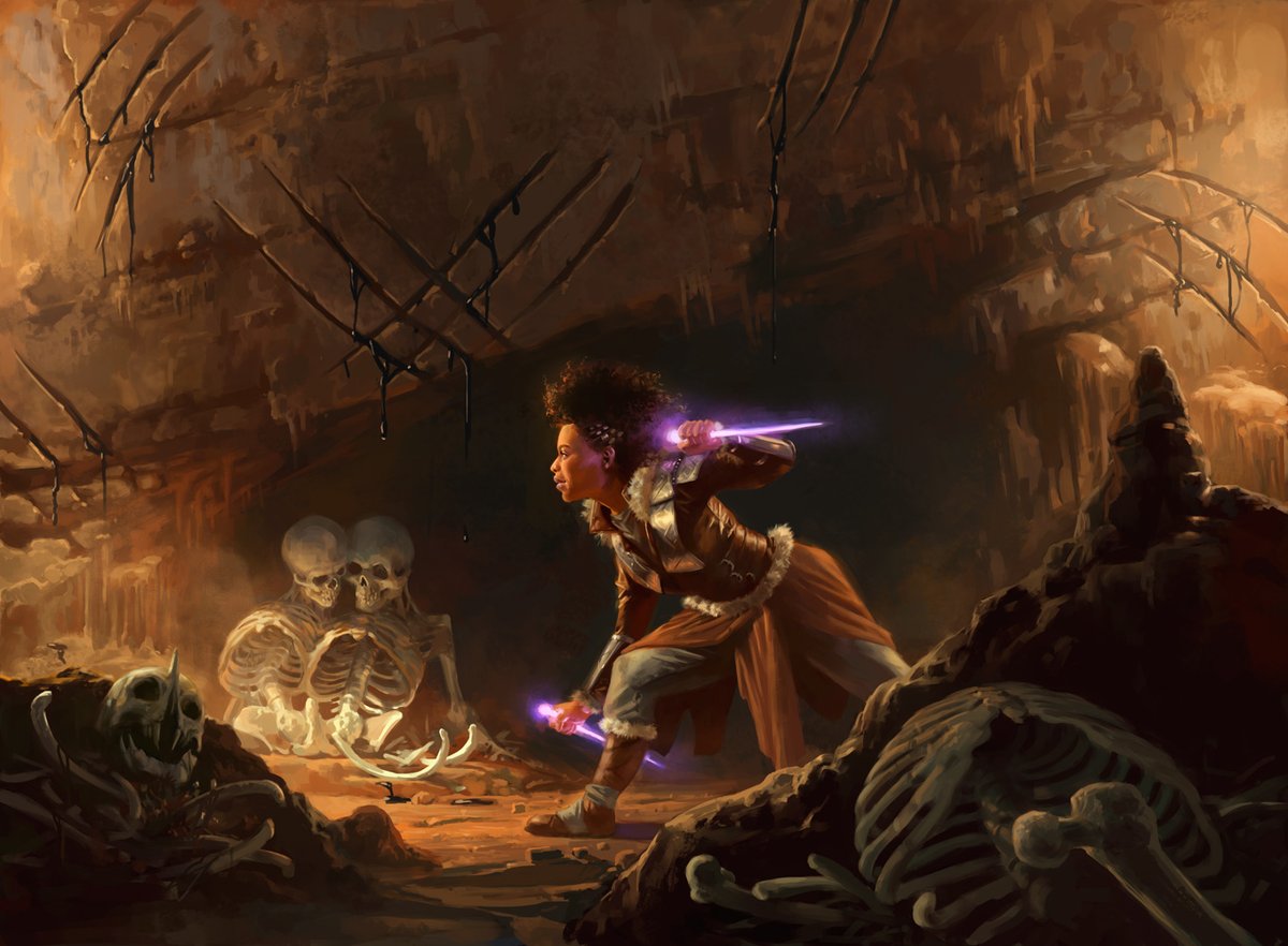 Dogged Pursuit  #MTG    #mtgkldAd Cynthia SheppardA satisfying piece to work on as I was allowed to pull back with the composition for narrative purposes. Also got to illustrate Kaya's new hair!Thanks to  @TheVorthosCast for the preview!Thread ->