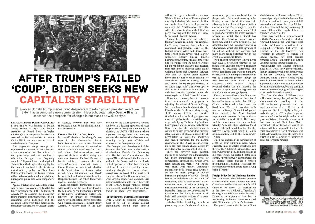 Outstanding comment piece on in the latest @LabourBriefing by George Binette (Hackney North & Stoke Newington CLP): 'After Trump's Failed 'Coup', Biden Seeks New Capitalist Stability'. Read online here: labourbriefing.org/blog/2021/1/10…