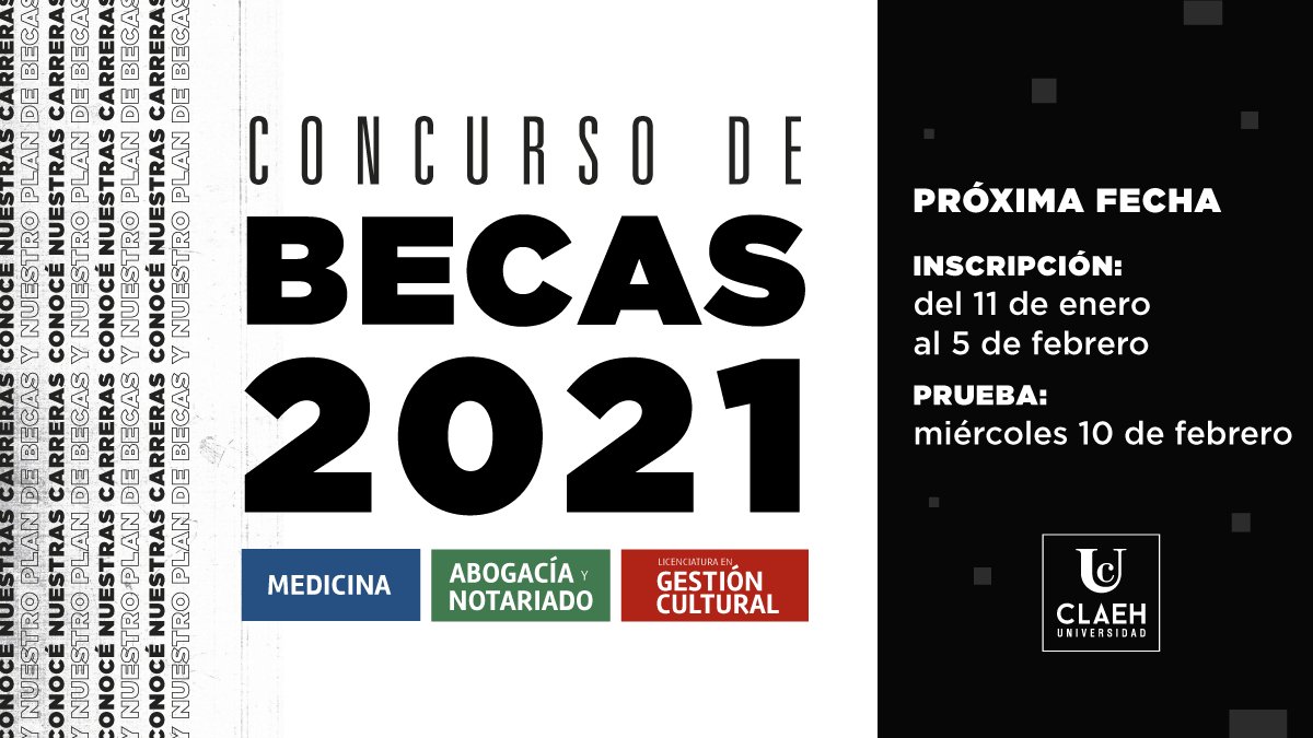 TERCERA EDICIÓN | BECAS 2021
A partir de hoy podés realizar tu inscripción en el CONCURSO DE BECAS 2021 para las carreras de grado de la Universidad CLAEH.
¡Informate! 👉 bit.ly/2EUTw48