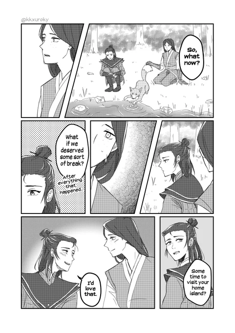 self indulgent post shadow of kyoshi idea where they finally get the opportunity to visit Rangi's home #avatarkyoshi #ranshi 