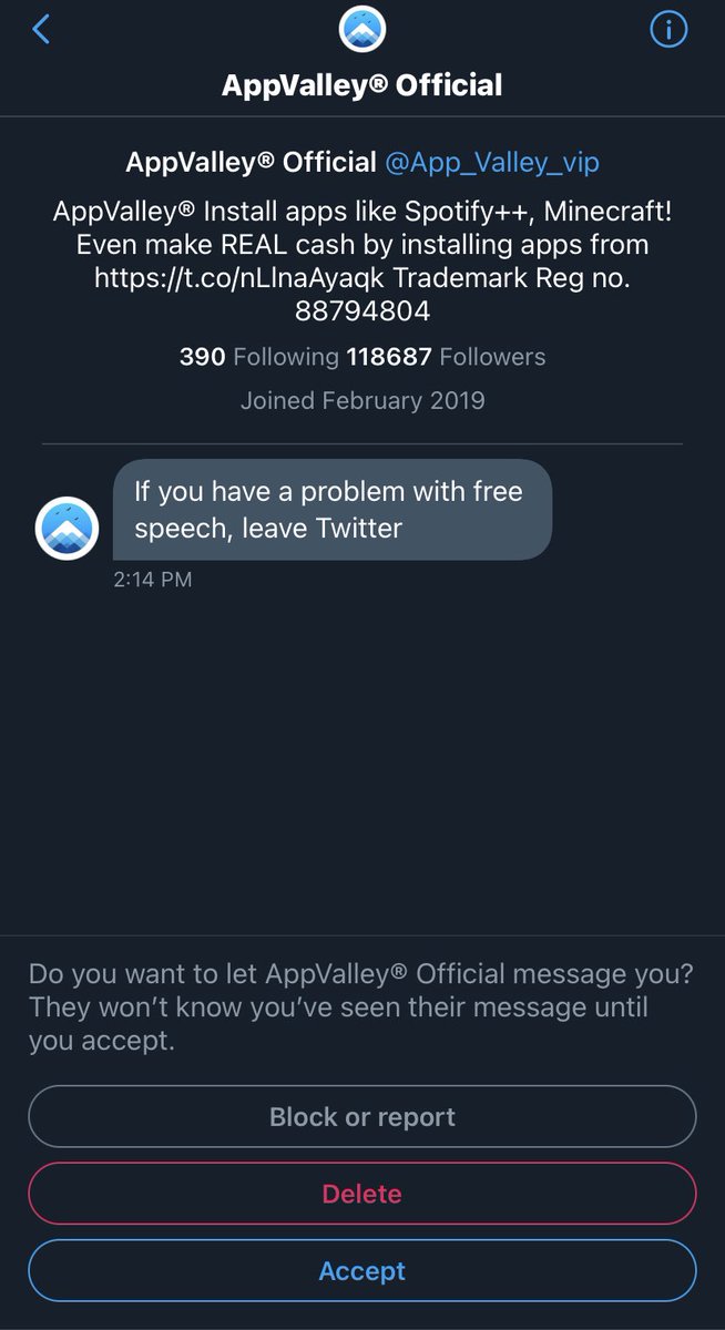 aphroditttee69's tweet photo. @App_Valley_vip @eristica @parler_app @FortniteGame @appfairness What youโre not going to do is come in my inbox and try to intimidate my ass! Thats what youโre not going to do! I am exercising my free speech! #ParlerAPPis not free speech itโs speech that incite violence against our American Democrcy! Just because #Appvalley is based... https://t.co/O5veF17sA3
