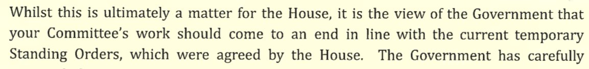 The most memorable comment about not extending the Committee is this one from the Lord President of the Council. Which.... is painful to read for anyone who believes in the importance of Parliament.
