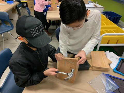 Check out this #collaboration btwn #Library &amp; #ADST Ss engaging with real purpose! We are building garden homes for our local bird population! A beautiful way to demonstrate care for our local environment and build on student core competencies. Learning with 💜 #rtl38 #sd38learn