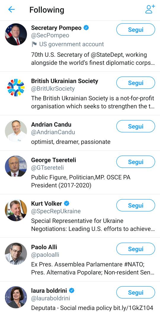 PMO_W's tweet photo. Twitter non ha bloccato #Parubyi che segue 112 account, inclusi Pompeo, Kerry e... 🤡🤡🤡 Boldrini 🤡🤡🤡 https://t.co/1QFHzfaMZY