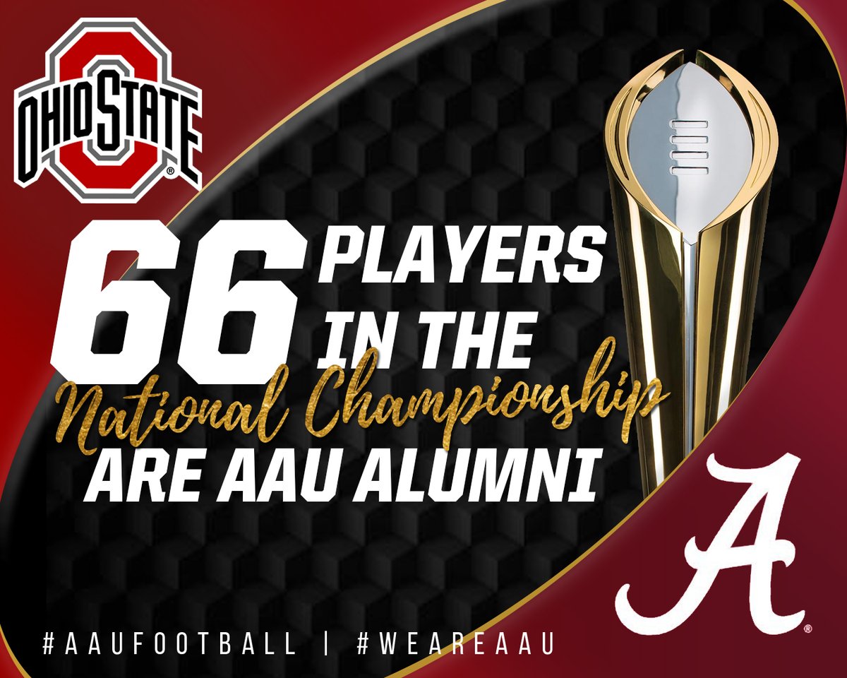 AauFootball's tweet photo. THE WAIT IS FINALLY OVER!! 🏈The CFP National Championships are tonight! 🏈Good luck to all our #AAUAlumni.

#WeAreAAU #AAUFootball https://t.co/WB3ZSsTdlH