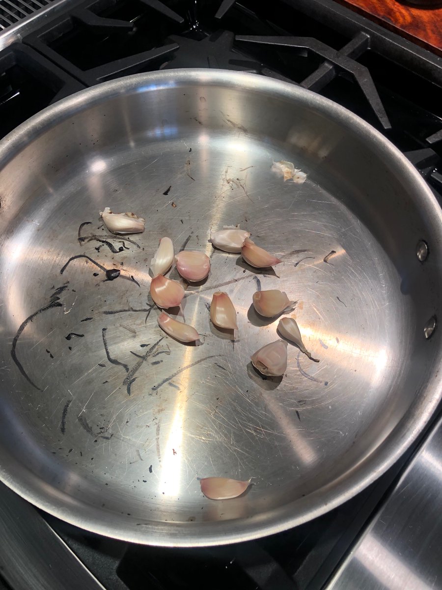 Do the same with 8-10 unpeeled cloves of garlic.