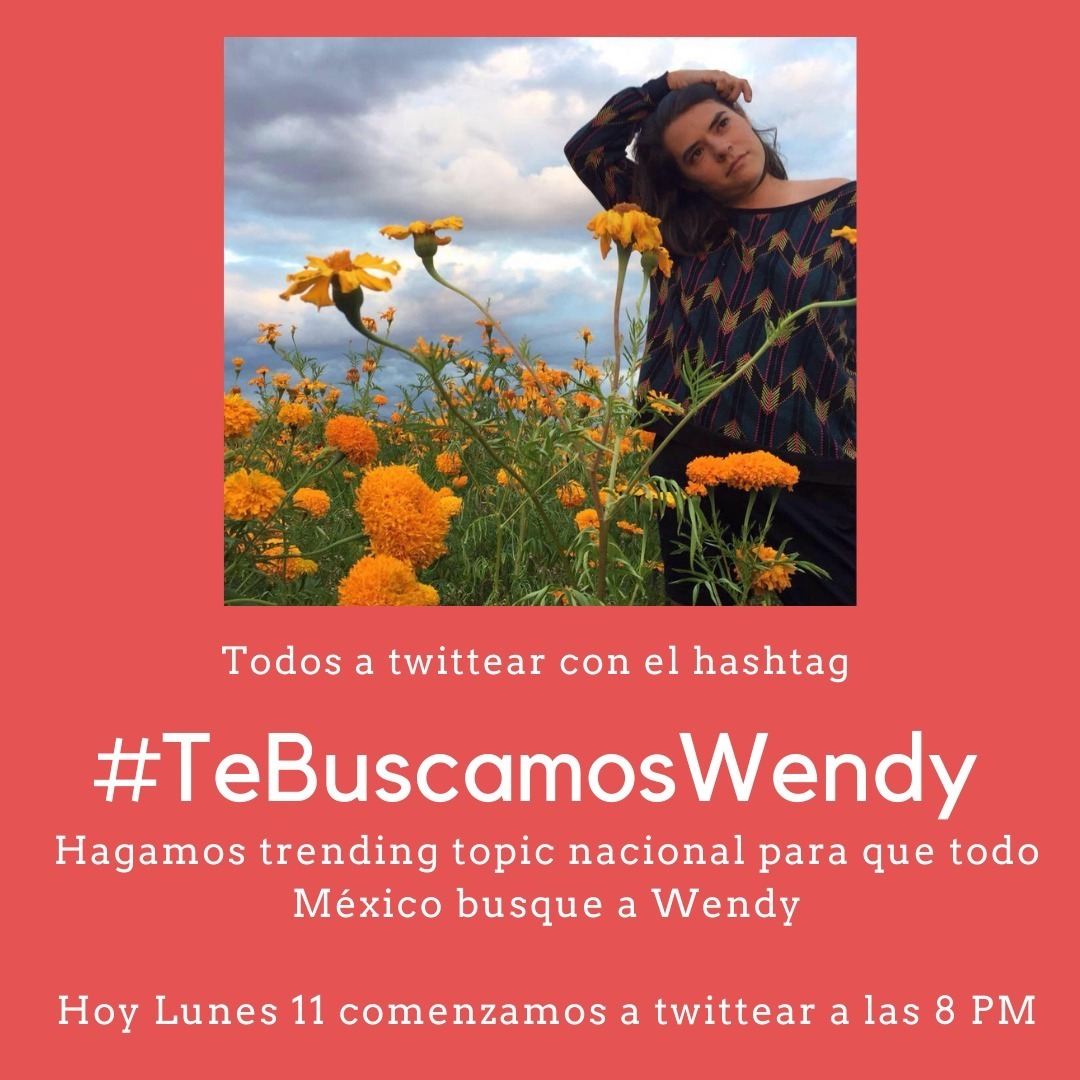 dann_rys's tweet photo. Nos falta Wendy ♀️
Por fa RT y usen el hashtag #TeBuscamosWendy 
Hasta encontrarla 🙏🏼 https://t.co/L2bHNGLutf