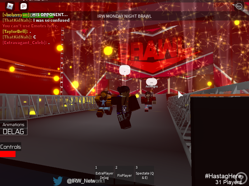 IRWMEDIAA's tweet photo. MONDAY NIGHT BRAWL:
@ConstableKen1 VS. @TayIorRBLX VS. @ChrisRageEST 
It was recorded over 40 MIN LONG! Longest match in IRW so far, due to the complaining &amp; holding. But it was a close match up, 4/4/5 chris rage with the victory. https://t.co/vzxzDIjs33
