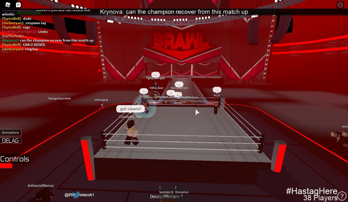 IRWMEDIAA's tweet photo. MONDAY NIGHT BRAWL:
@ConstableKen1 VS. @TayIorRBLX VS. @ChrisRageEST 
It was recorded over 40 MIN LONG! Longest match in IRW so far, due to the complaining &amp; holding. But it was a close match up, 4/4/5 chris rage with the victory. https://t.co/vzxzDIjs33