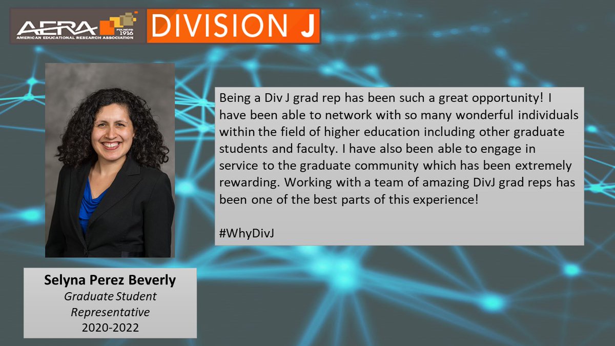 AERADivJGradNet's tweet photo. As you consider applying to be an AERA grad rep., hear from our current reps! We will be sharing our team testimonials on a weekly basis. First up: Div J Rep @SelynaPBeverly Keep a look out for @SamSilbSays @AliWatts13 @Hallmark2032
@StephanieSowl in the coming weeks! #whydivj https://t.co/f8yoLgUe7G