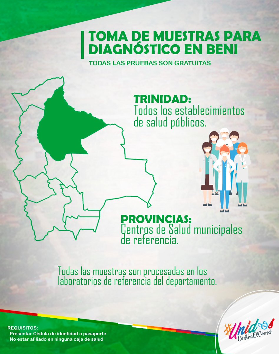 miaulatan's tweet photo. Centros de salud en #Beni, #Pando y #Potosí con pruebas gratuitas y seguras para la población. https://t.co/oEK7xdeNJb