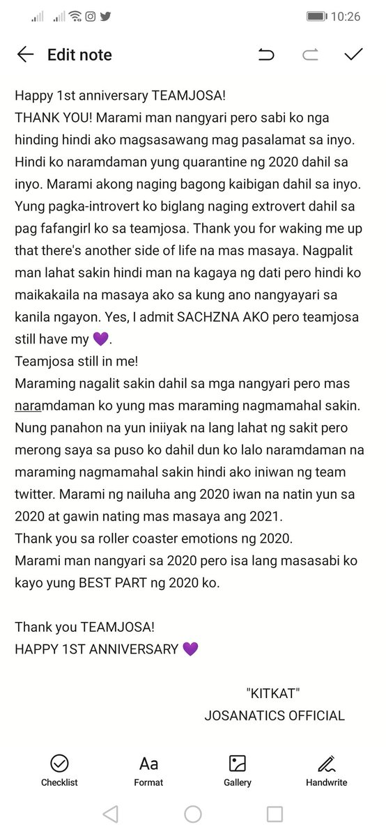 Sachznaticsofcl's tweet photo. Happy 1st Anniversary TEAMJOSA!

Marami man nangyari sa 2020 pero isa lang masasabi ko kayo yung BEST PART ng 2020 ko. 💜

Full message
 👇 https://t.co/wyQRrbegBz