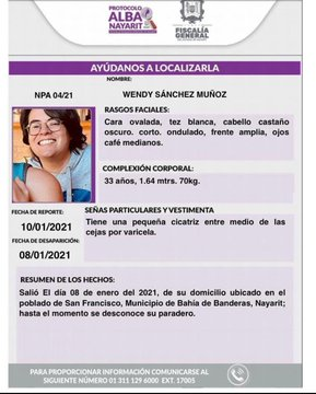 cesargalicia_'s tweet image. Wendy Sánchez desapareció en su camino de Nayarit a Guadalajara.

Ayudemos a encontrarla.

#TeBuscamosWendy