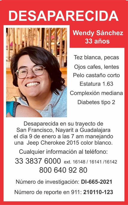 cesargalicia_'s tweet image. Wendy Sánchez desapareció en su camino de Nayarit a Guadalajara.

Ayudemos a encontrarla.

#TeBuscamosWendy