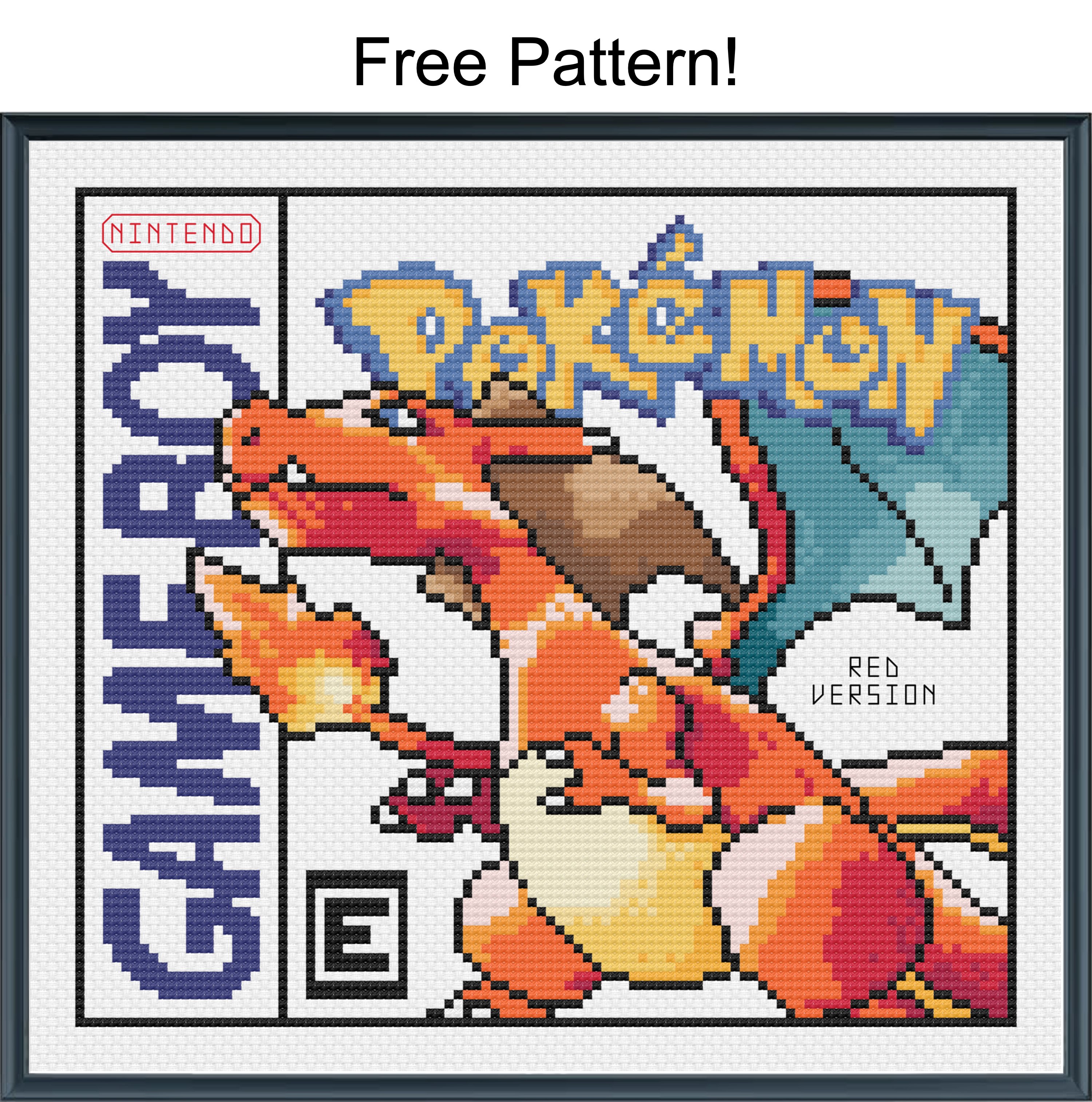 Pokemon Red and Pikachu Pixel Cross Stitch Pattern Download 