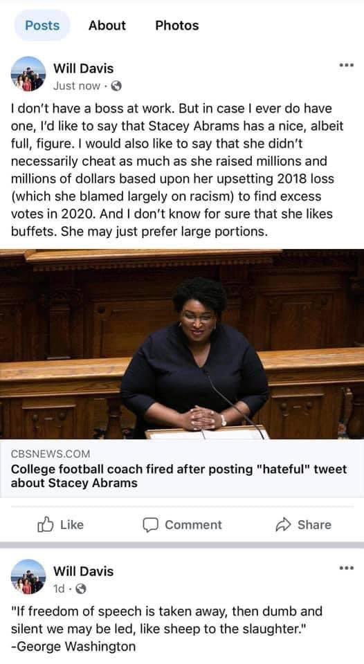 Turner_AmandaJ's tweet photo. @staceyabrams I worked with a group this summer to try &amp; end this rhetoric from the local newspaper owner/editor. I am sorry that we were not successful, &amp; that he has taken to body shaming you because he disagrees with your political stance. Keep marching strong!!! https://t.co/jb1nNeavQR