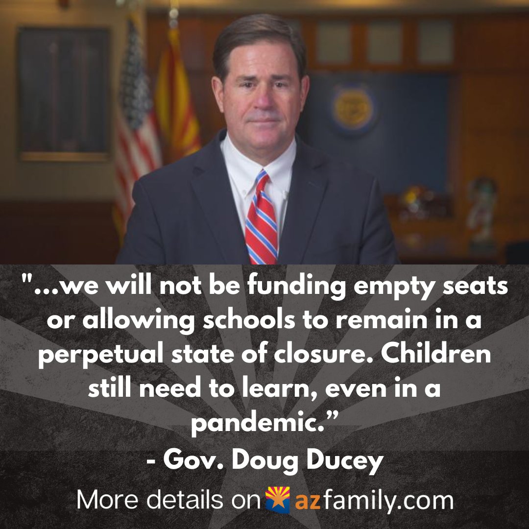 azfamily's tweet photo. Gov. Ducey tells schools to end virtual classrooms or lose money
https://t.co/L5NToRQoc1 https://t.co/IcwN3P7305