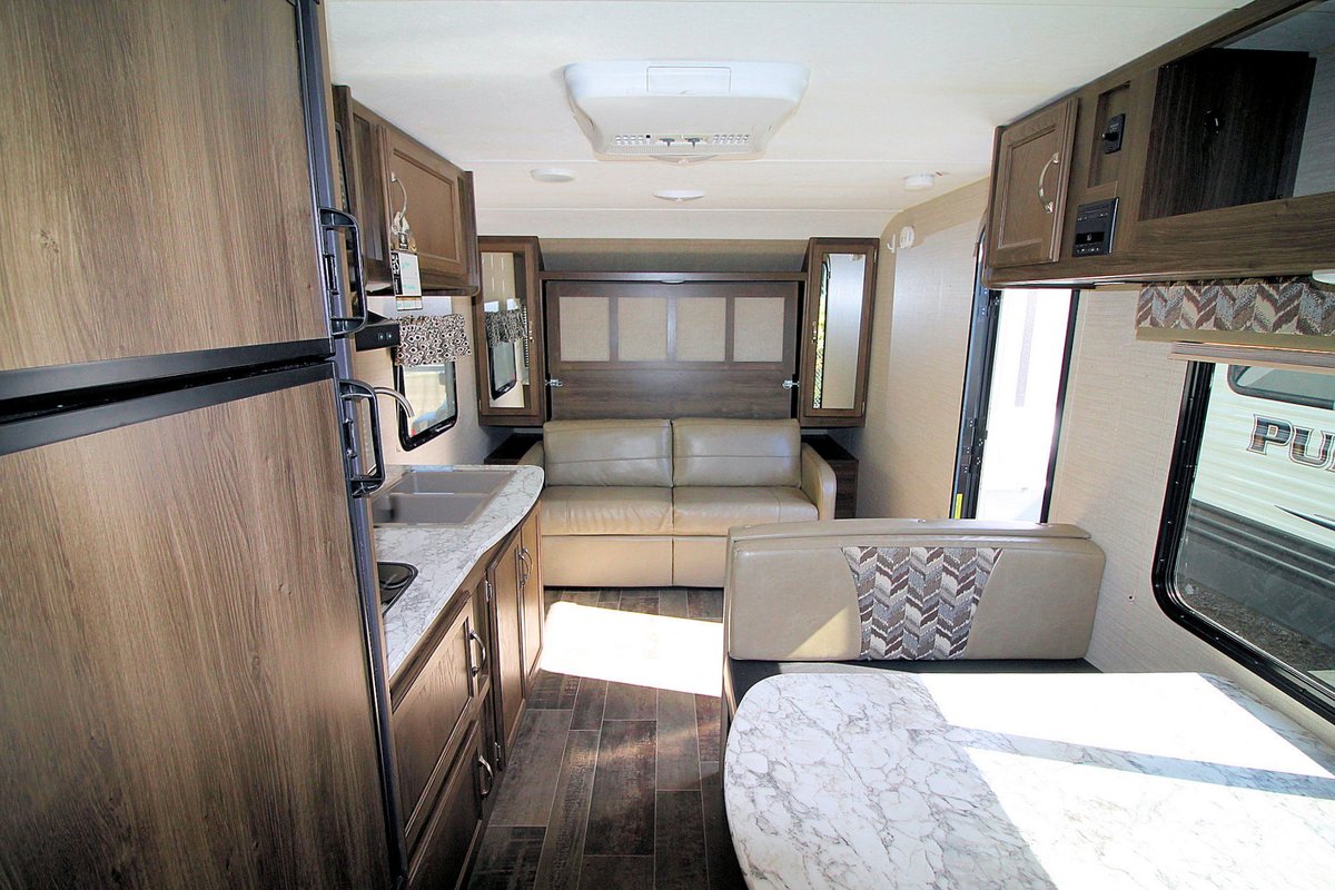 Here's a quick video on this great little travel trailer. 
Uses a Murphy Bed to maximize available space, and there are no slides to negotiate when you're on the road - so you'll have full access to fridge, seating and "facilities"! 😉😉😜
ow.ly/q29W50D5La9
#keystonerv