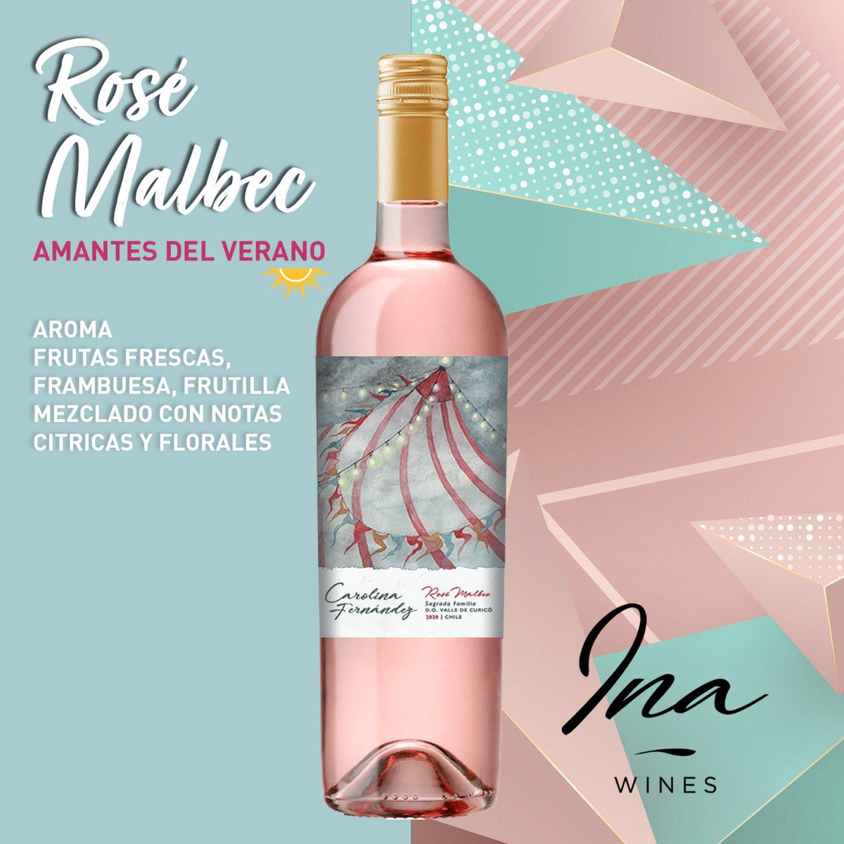InaWines's tweet photo. 🌸Comienza bien tu semana con un delicioso #Rose 🥂 ¡Disfruta estas ricas tardes de verano con este refrescante vino! ☀️😎

👀Despachos sin costo dentro de Santiago. 👌🍷 Pásale el dato a tus amig@s. ¡Que corra la voz!📣

#vinochileno
#rosemalbec 
#Verano2021 https://t.co/qZcFeinggA