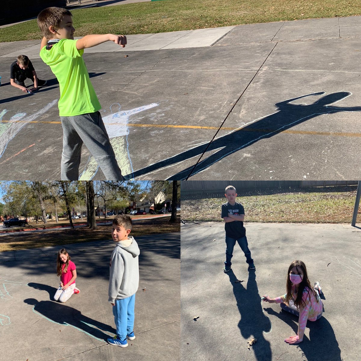 glendacarlos13's tweet photo. Mrs. Carlos’ class checked out their shadows at different times of the day last week, and noticed that their shadows changed in size and direction. #scienceissofun @Math_HHE @HumbleISD_HHE https://t.co/9CazWTYx4A