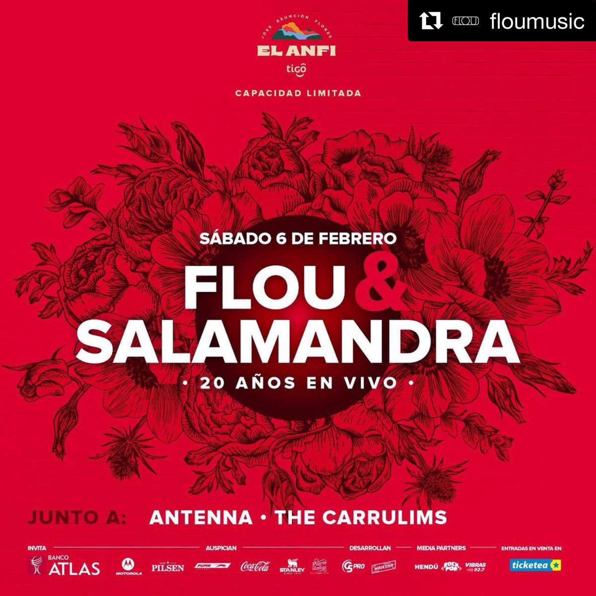 Los esperamos a todos en @anfiteatrosanber!! Cumplimos #20añosenvivo al igual que nuestros amigos de <a href="/salamandrapy/">Salamandra</a> y festejamos juntos!! También con bandas amigas como <a href="/antennapy/">ANTENNA</a> y <a href="/thecarrulims/">The Carrulims</a> 💥💥