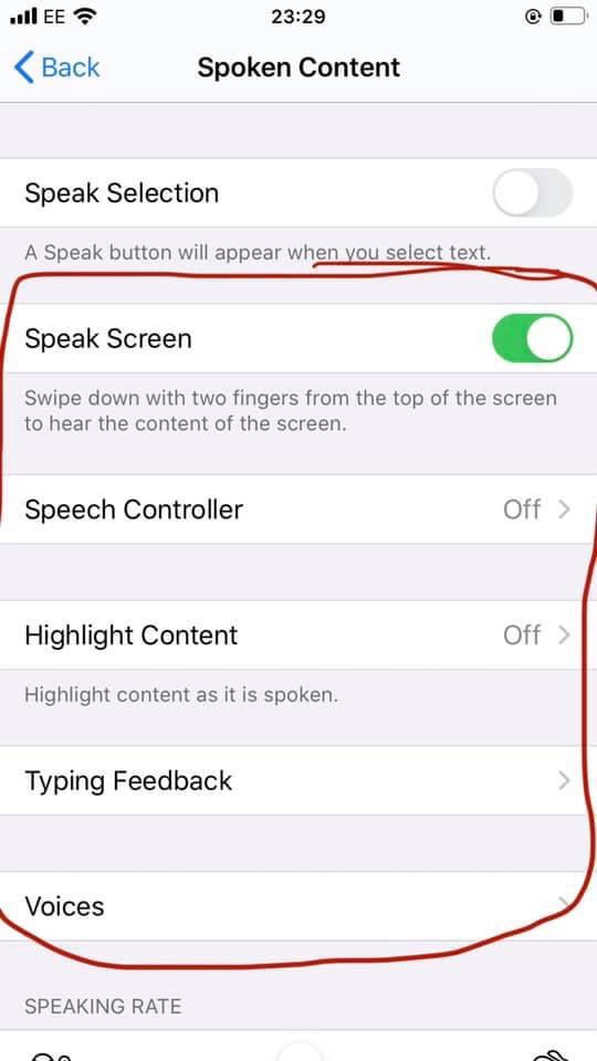 MissSherry14's tweet photo. Tip for anyone who has an iPhone or iPad. If there’s a lot of instructions/a lot of text and you’re struggling to read it all, try this out - your device will read the text out to you. Go to settings, accessibility, spoken content, speak screen or speak selection. https://t.co/VFNdwPzcwh